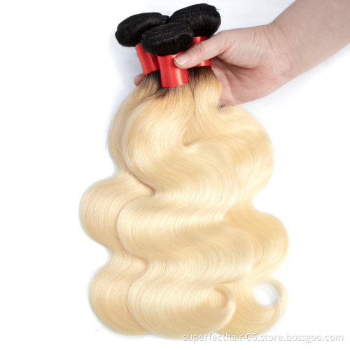 Wholesale 100% Brazilian Virgin Real Remy Hair Extension  Color 1B/613 body wave Human Hair  Bundles
